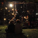 Musicians in the fire garden
