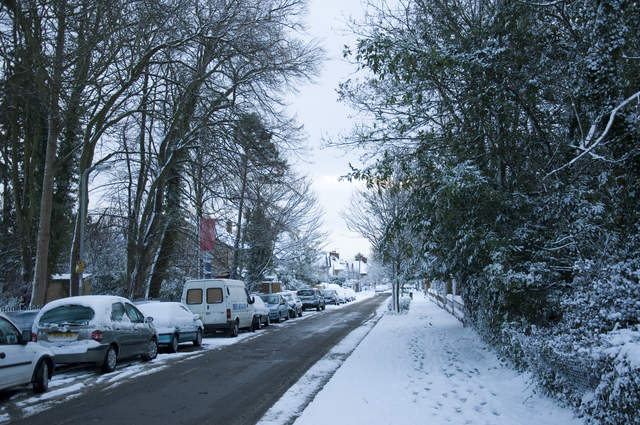 Church road in the snow
