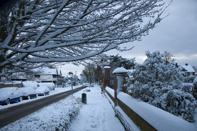 Church road in the snow