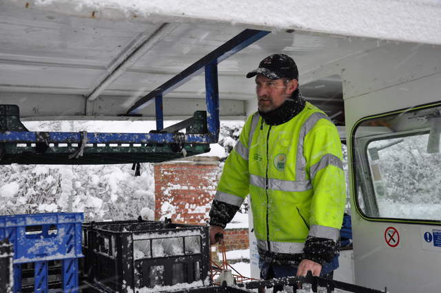 Local milk man in the snow