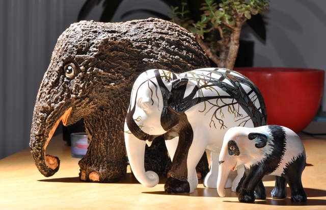 My own mini Elephant Parade.  "Woodland", "Oak, Chestnut, Plane and Elm" & "Panda"